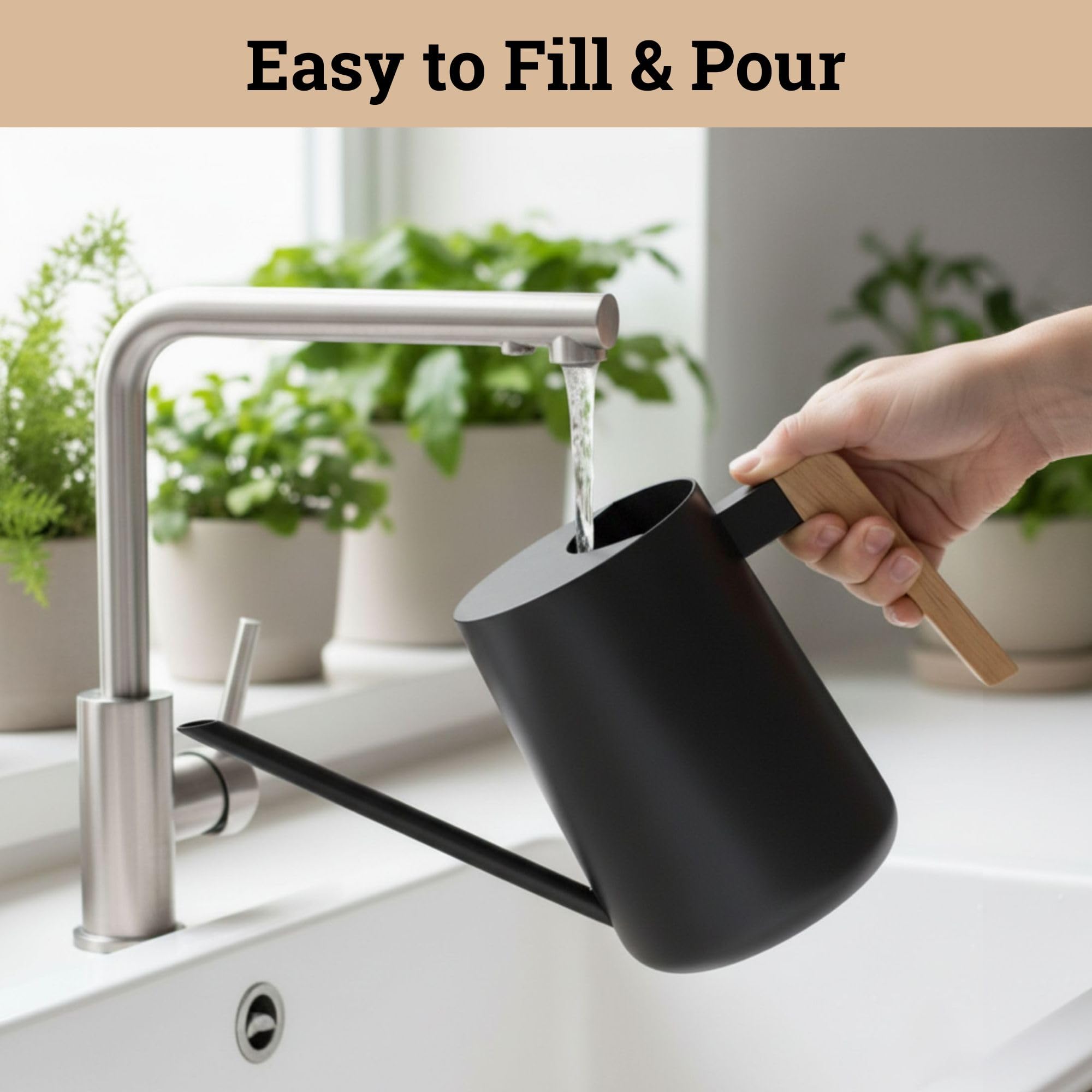 HB Design Co long spout reaches every pot without spills.