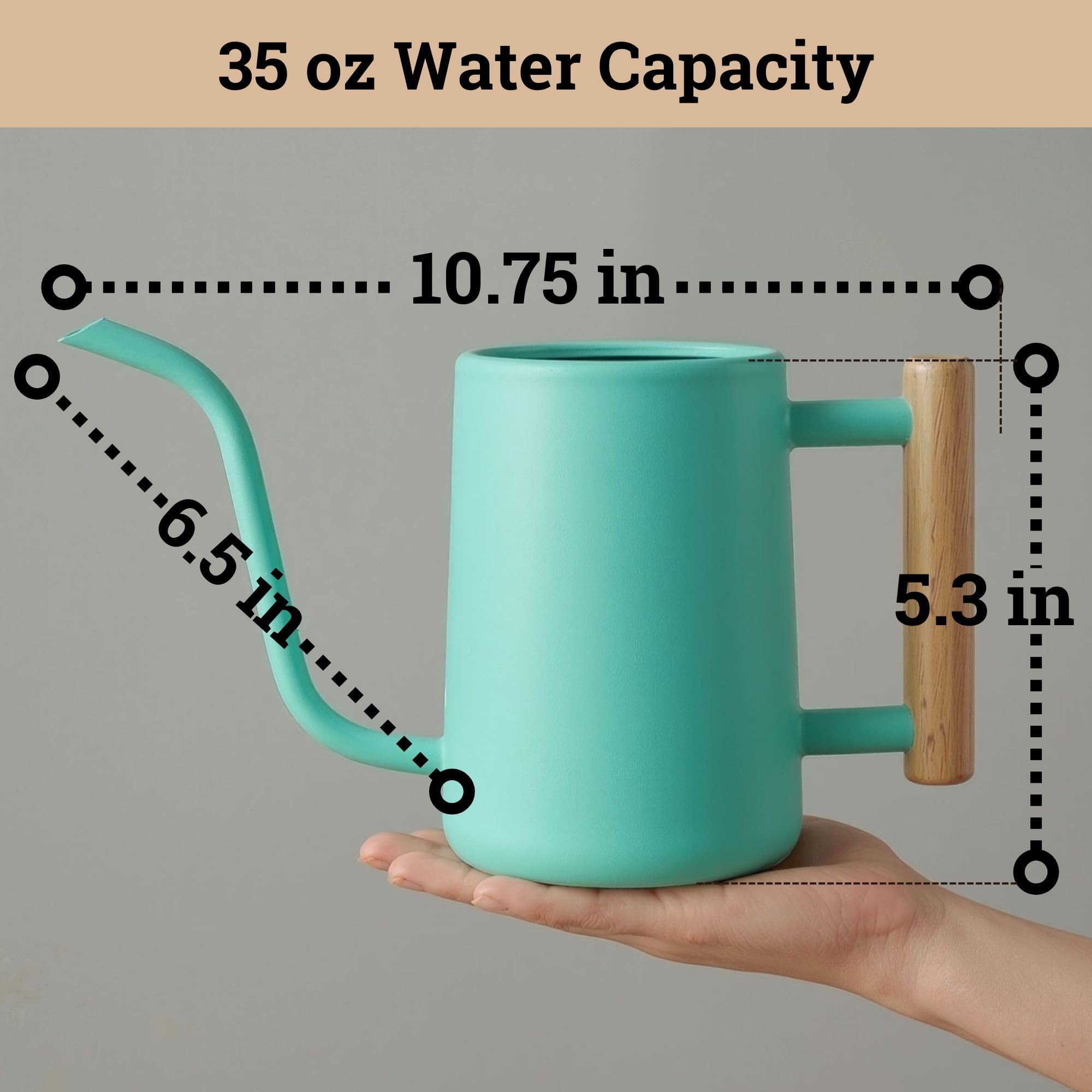 Compact 35 oz can ideal for seedlings and small pots.