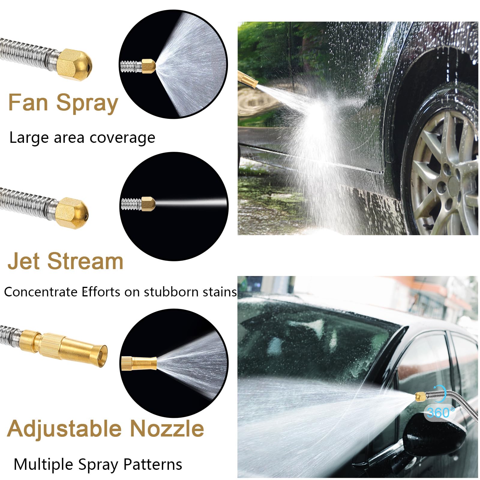 Hbaushun flexible wand with adjustable length for hard-to-reach areas.