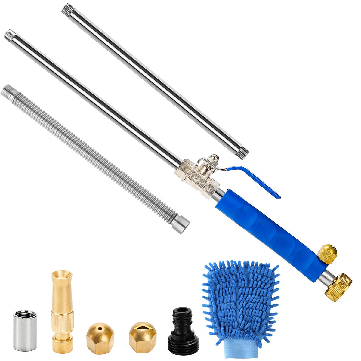 Hbaushun hydro jet wand extended reach for car cleaning and gutter maintenance.