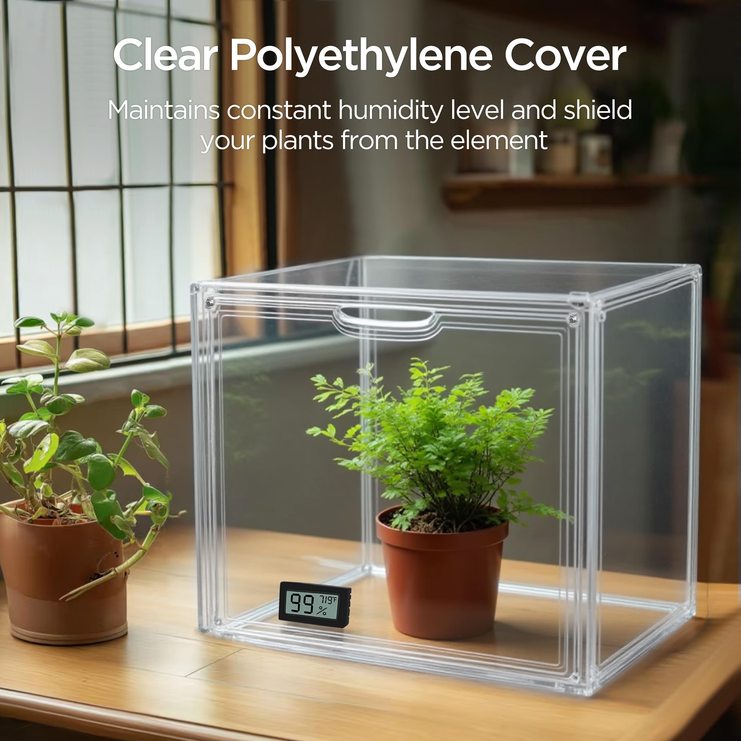 HBlife Mini Greenhouse magnetic door allows quick access and seal.