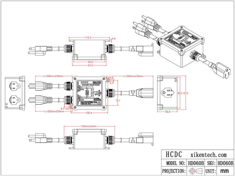 HCDC AC120V 15A ATS back panel assembly simplifies mounting and cable routing.