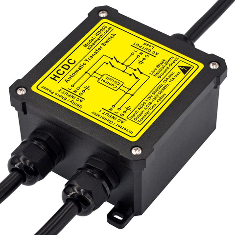 HCDC AC120V 15A ATS output wiring keeps load connections secure and straightforward.