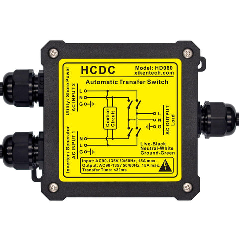 HCDC AC120V 15A ATS transfer relays ensure reliable switching with low arcing risk.