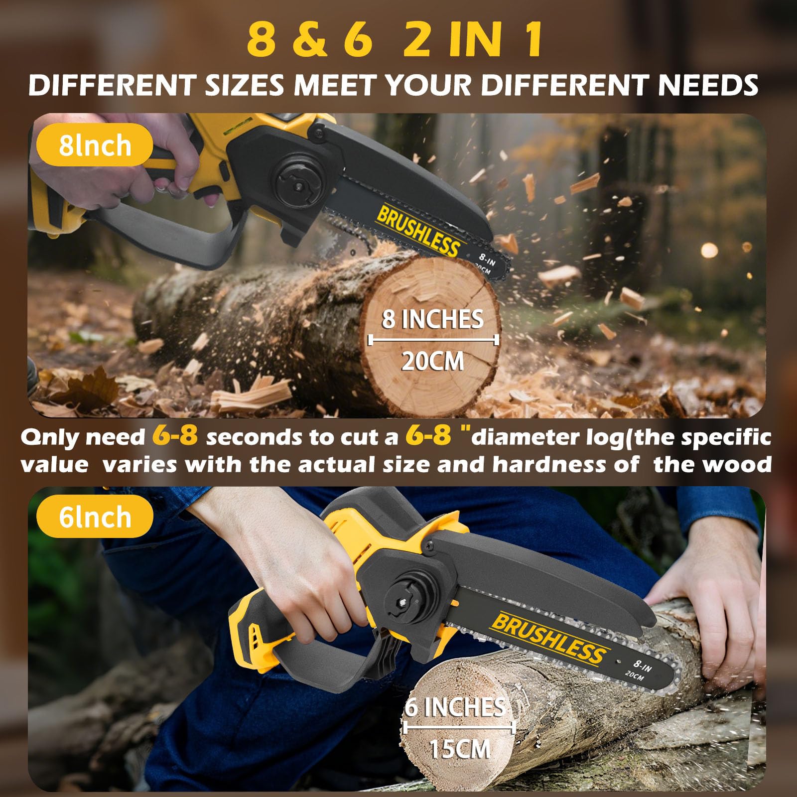 HCDHCD brushless motor mini chainsaw delivers efficient cordless cutting.