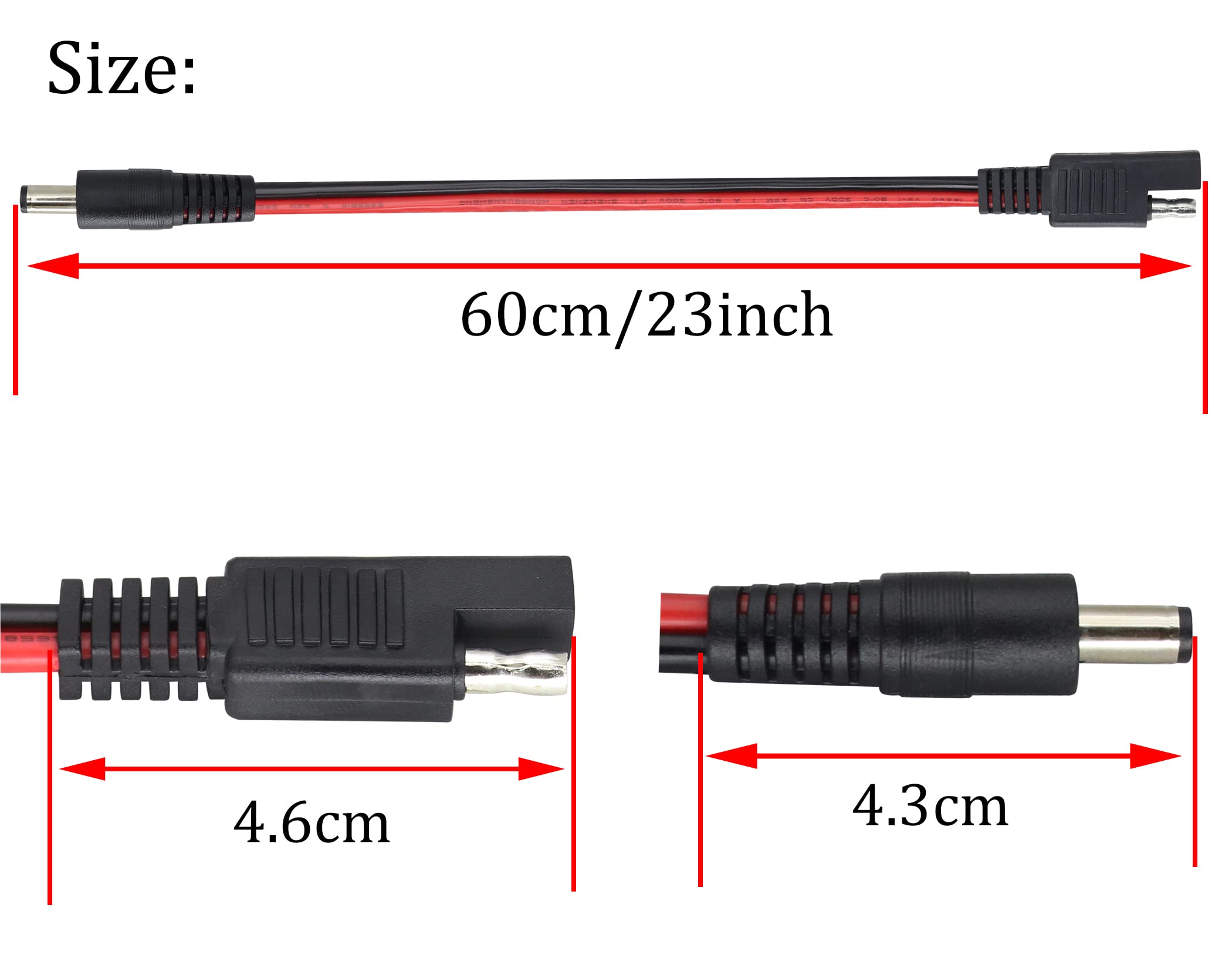 HCFeng DC adapter 5.5x2.1mm to 8mm tip for wide compatibility.