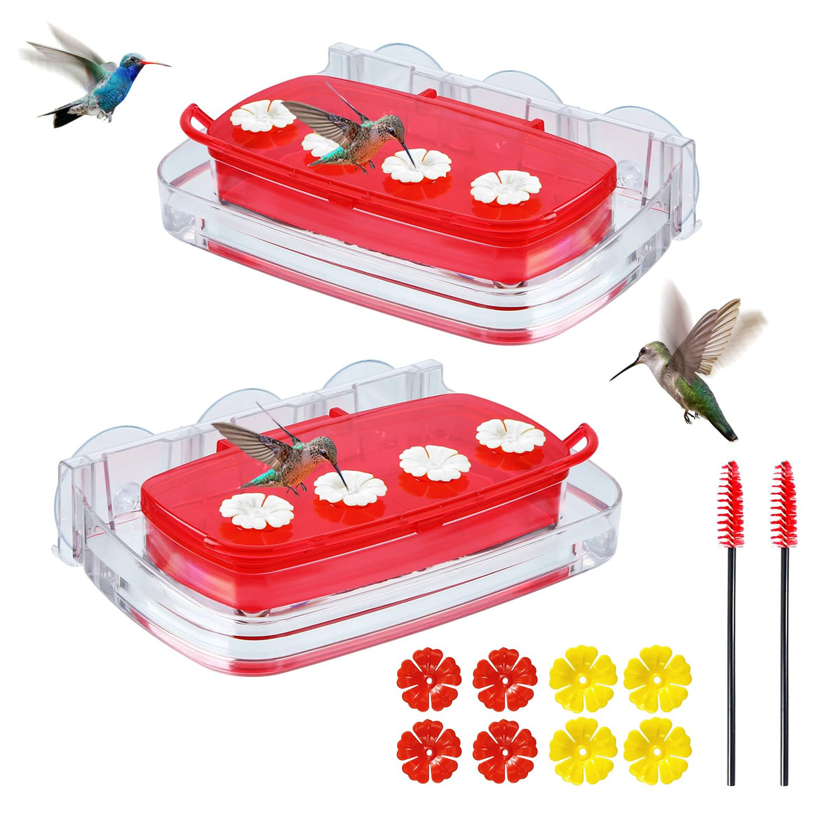 HCGADON 2-pack window feeder with three suction cups for secure mounting.