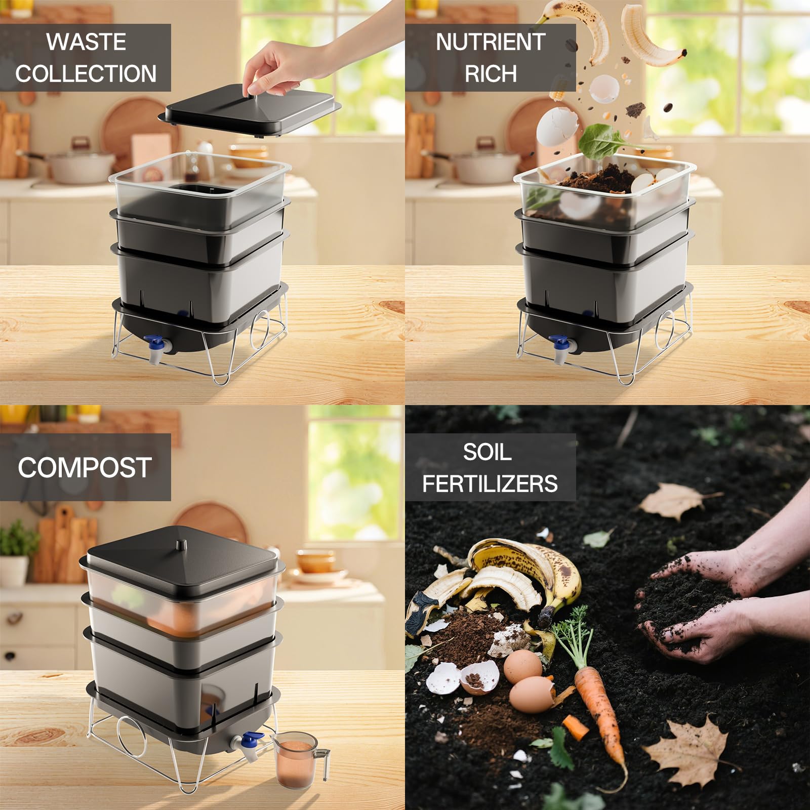 HCGADON worm farm outdoors setup for garden waste recycling
