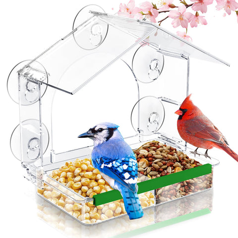 HCGADON window bird feeder with five suction cups for secure glass mounting