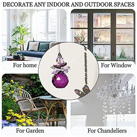 H&D HYALINE DORA Crystal Angel Suncatcher purple car mirror accessory with rainbow reflections.