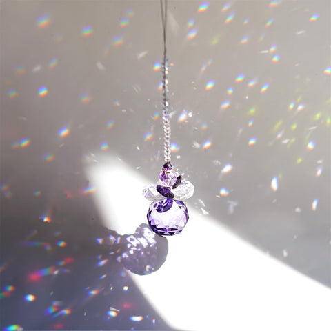 H&D HYALINE DORA Crystal Angel Suncatcher purple garden decor for bright outdoor ambiance.