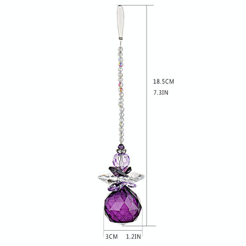 H&D HYALINE DORA Crystal Angel Suncatcher purple wall or chandelier accent with tiny rainbows.