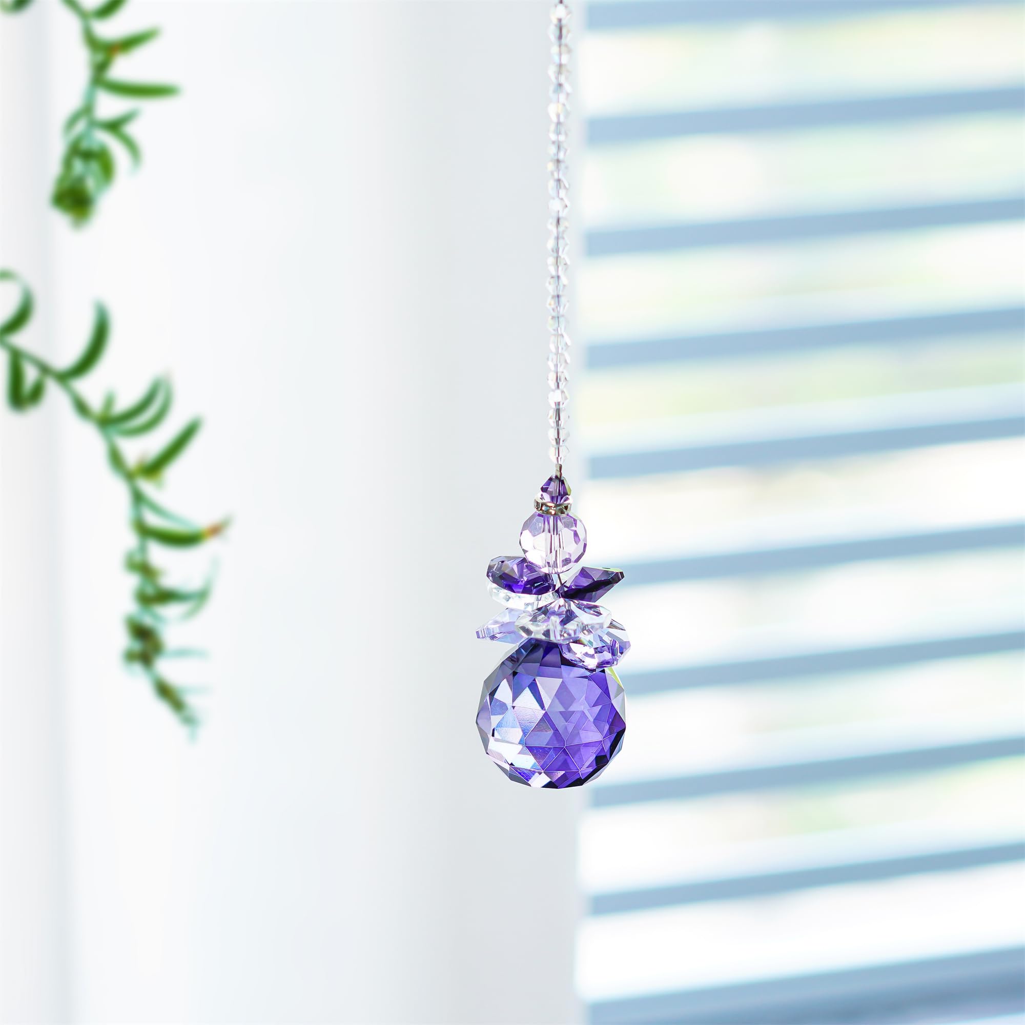 H&D HYALINE DORA Crystal Angel Suncatcher purple window decoration adding shimmering rainbow light.