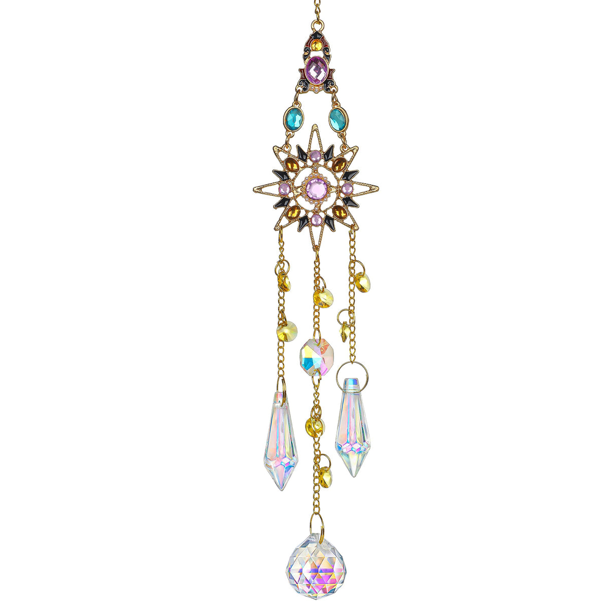 H&D HYALINE & DORA hanging sun catcher with crystal rhinestones creates shimmering rainbows.