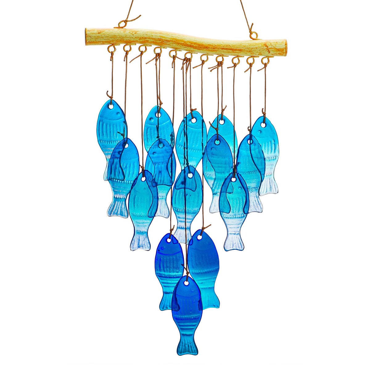 H D Hyaline Dora 23in blue glass sea wind chimes for outdoor decor and mood