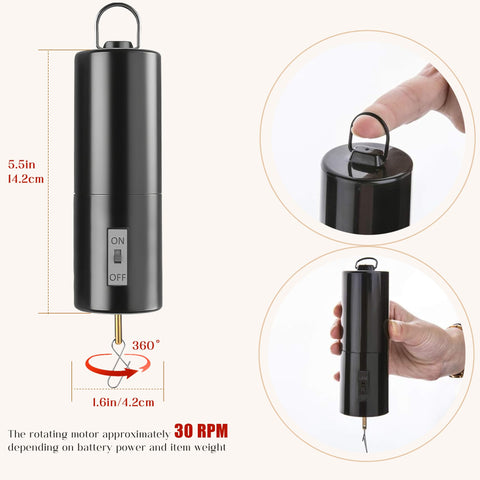 H&D HYALINE & DORA battery-operated motor close-up shows switch and battery slot