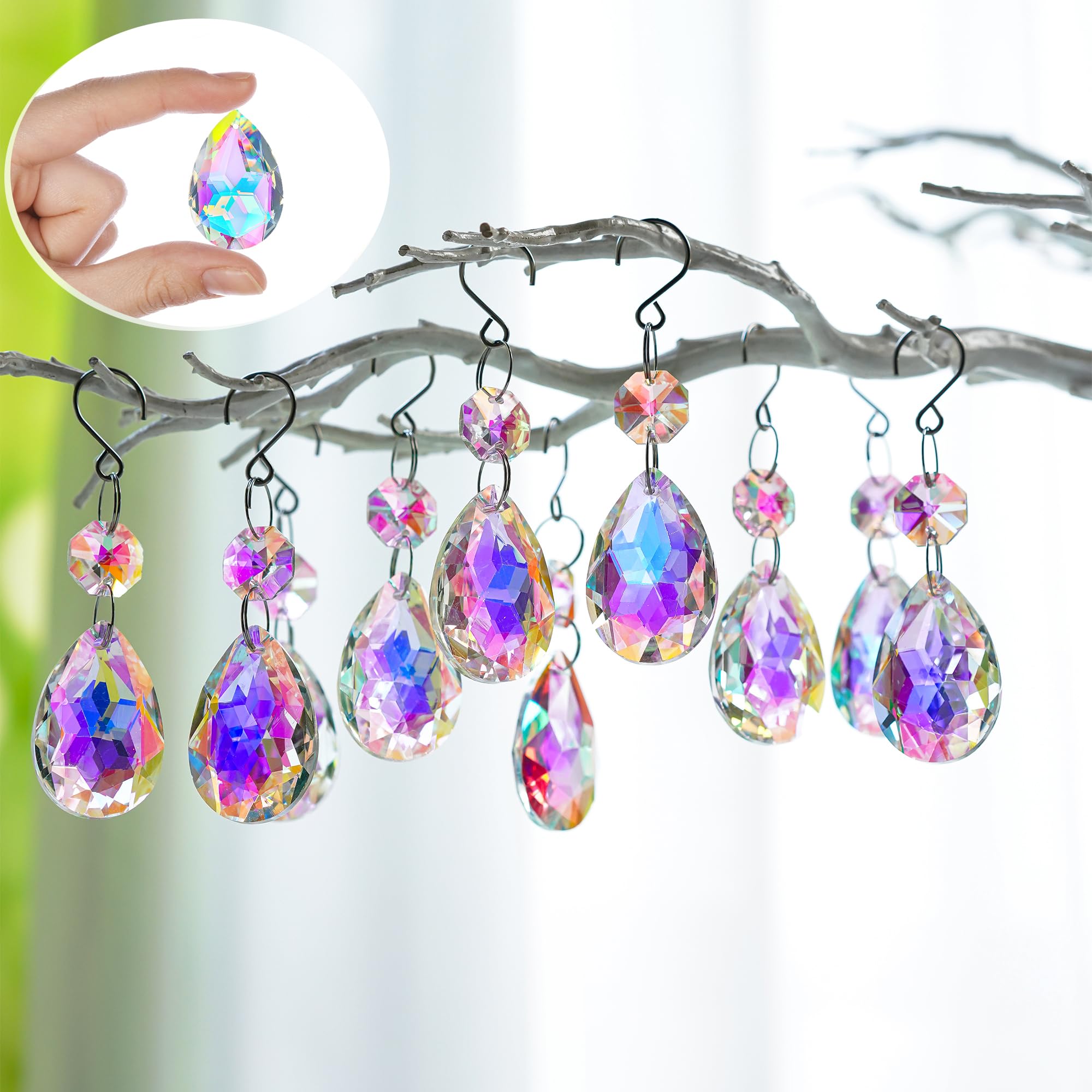 H&D HYALINE & DORA Bauhinia crystal prism pendant reflects rainbow colors for wedding decor.