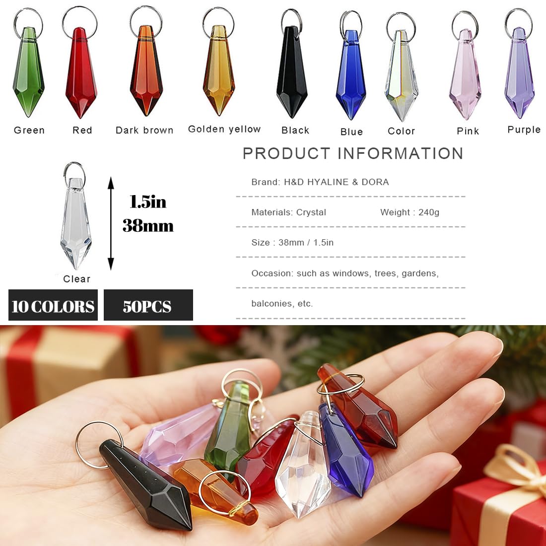 HD Hyaline & Dora crystal icicle prism adds sparkle to chandeliers and decor.