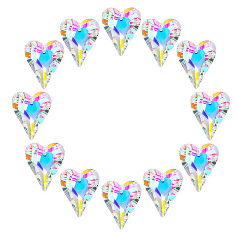 HD Hyaline Dora crystal heart prism catching sunlight to cast playful rainbows in a window.