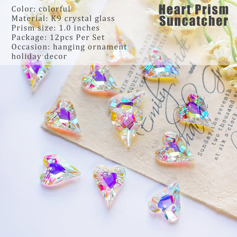 HD Hyaline Dora AB-coated heart prism pendant adds color to windows for vibrant light displays.