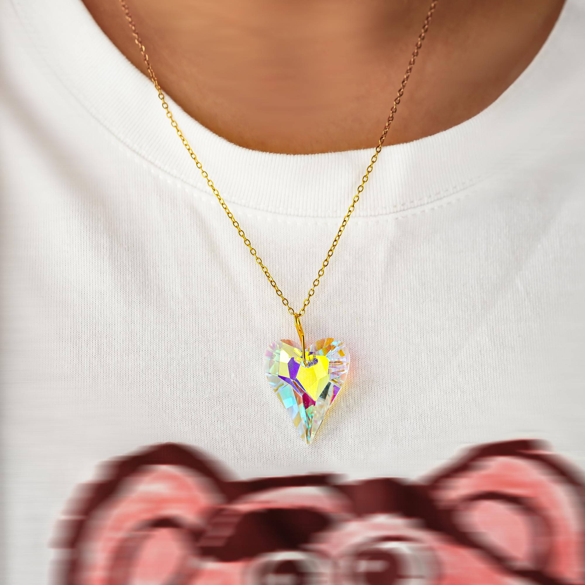 HD Hyaline Dora 27mm crystal heart prisms with sturdy brown strings for easy hanging.