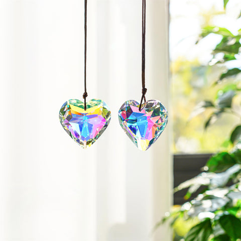 H&D Hyaline & Dora crystal heart prism for windows creates sparkling rainbow light indoors