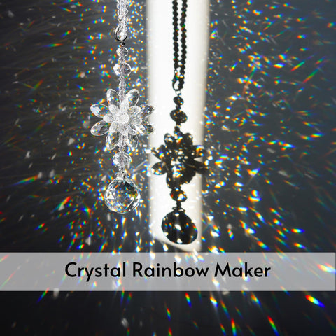 H&D HYALINE and DORA crystal prism car charm brightens rear view with rainbow sparkles.
