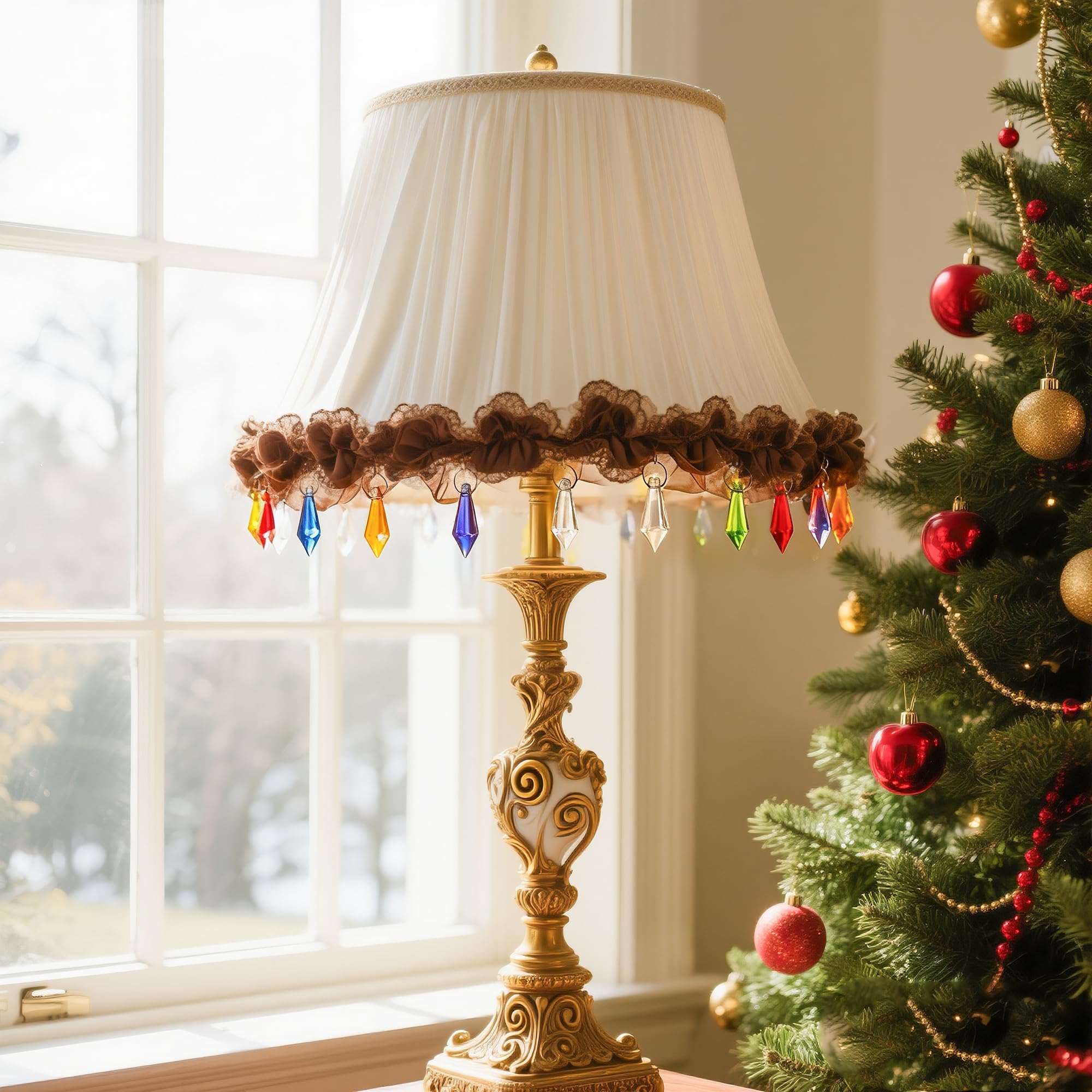 HD Hyaline & Dora drops accessory for lamps and candle holders with rainbow glints.