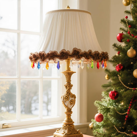 HD Hyaline & Dora drops accessory for lamps and candle holders with rainbow glints.