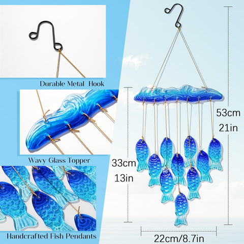 H&D Hyaline & Dora garden and porch decor wind chime with vibrant sea tones.