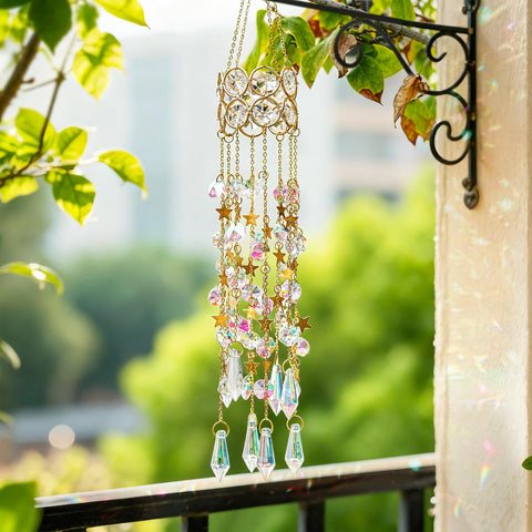 Gold-plated frame refracting light for a premium look on the suncatcher