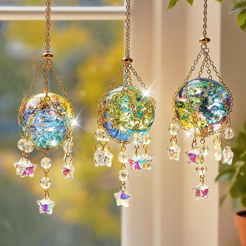 H&D HYALINE & DORA ice cracked ball 40mm reflects sunlight for vibrant rainbows