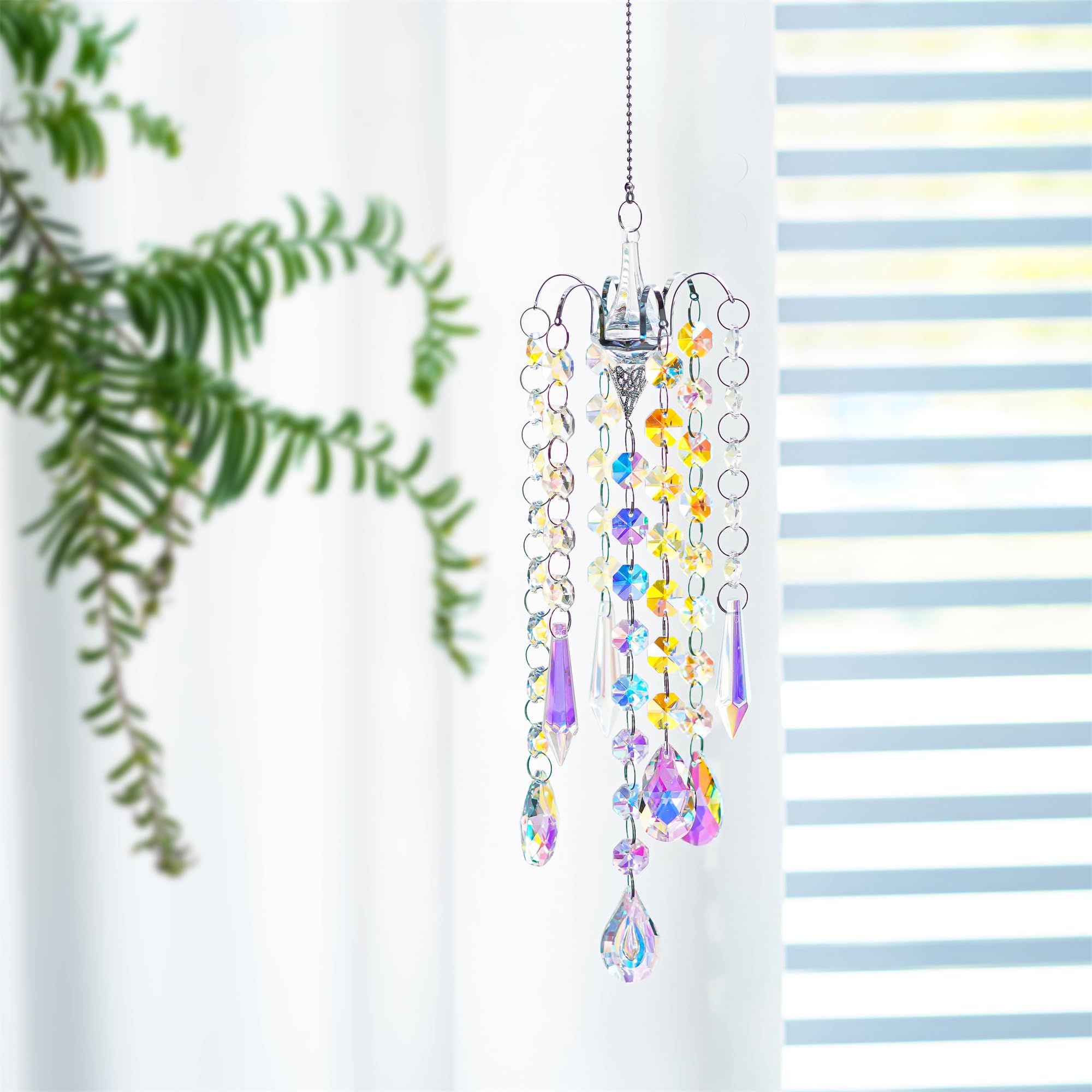 HD Hyaline & Dora prisms hang gracefully over curtains or walls for decorative sparkle.