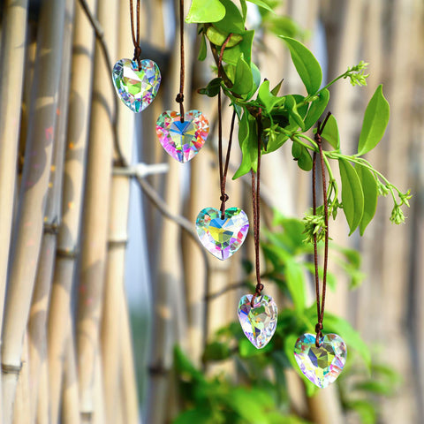 H&D HYALINE & DORA vivid crystal heart hanging as window decor for weddings.