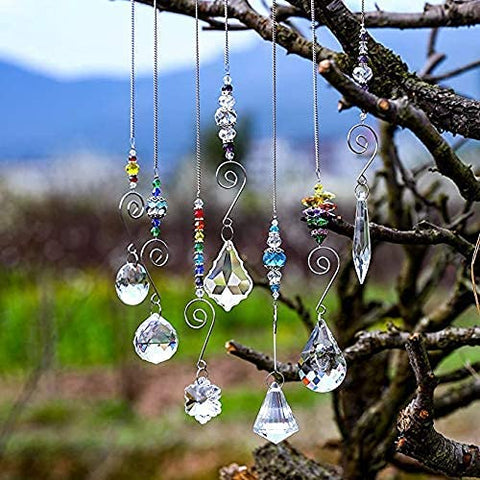 HD Hyaline & Dora Set 7 crystal rainbow suncatcher near plants brightening ambience