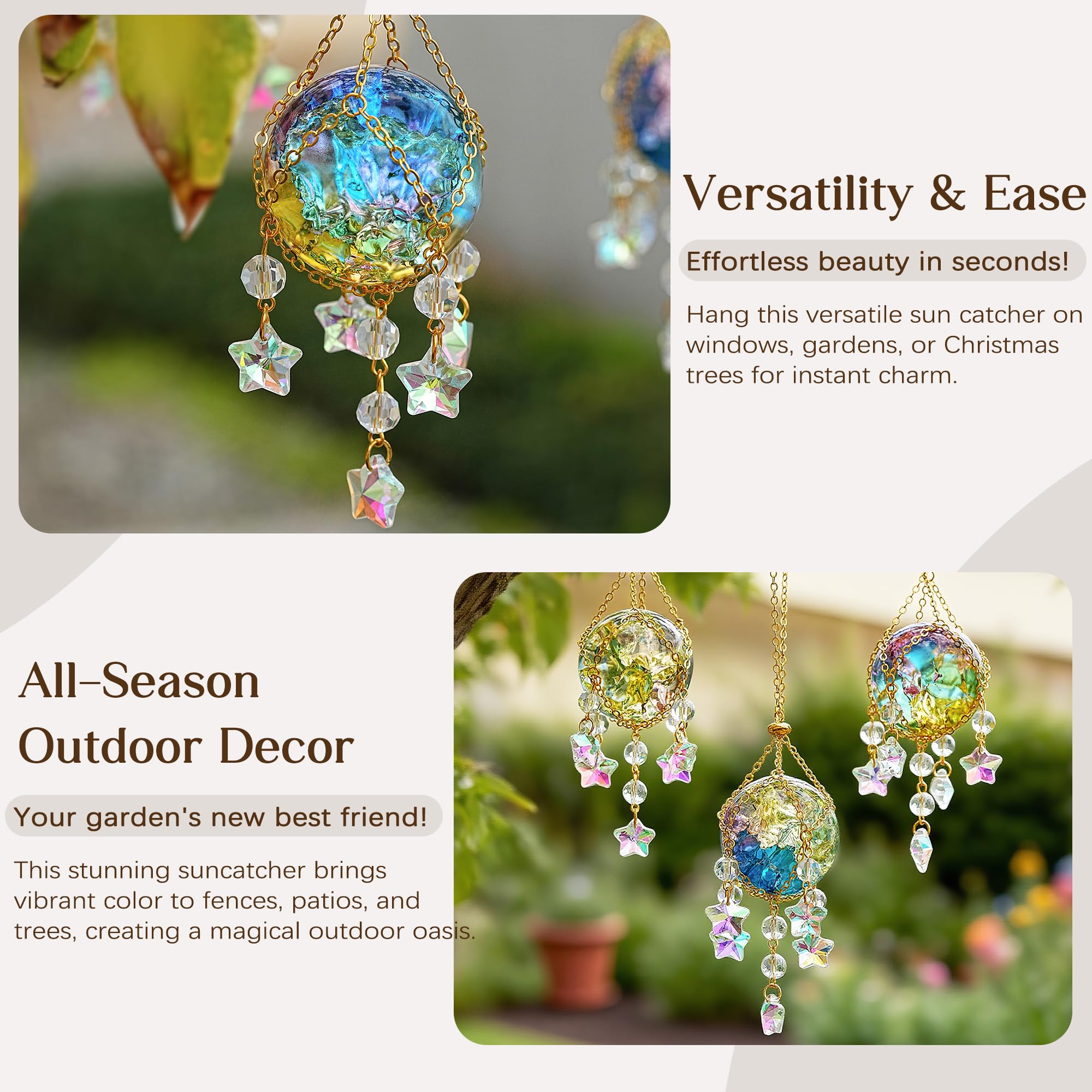 Versatile hanging options for windows, walls, fences, or branches