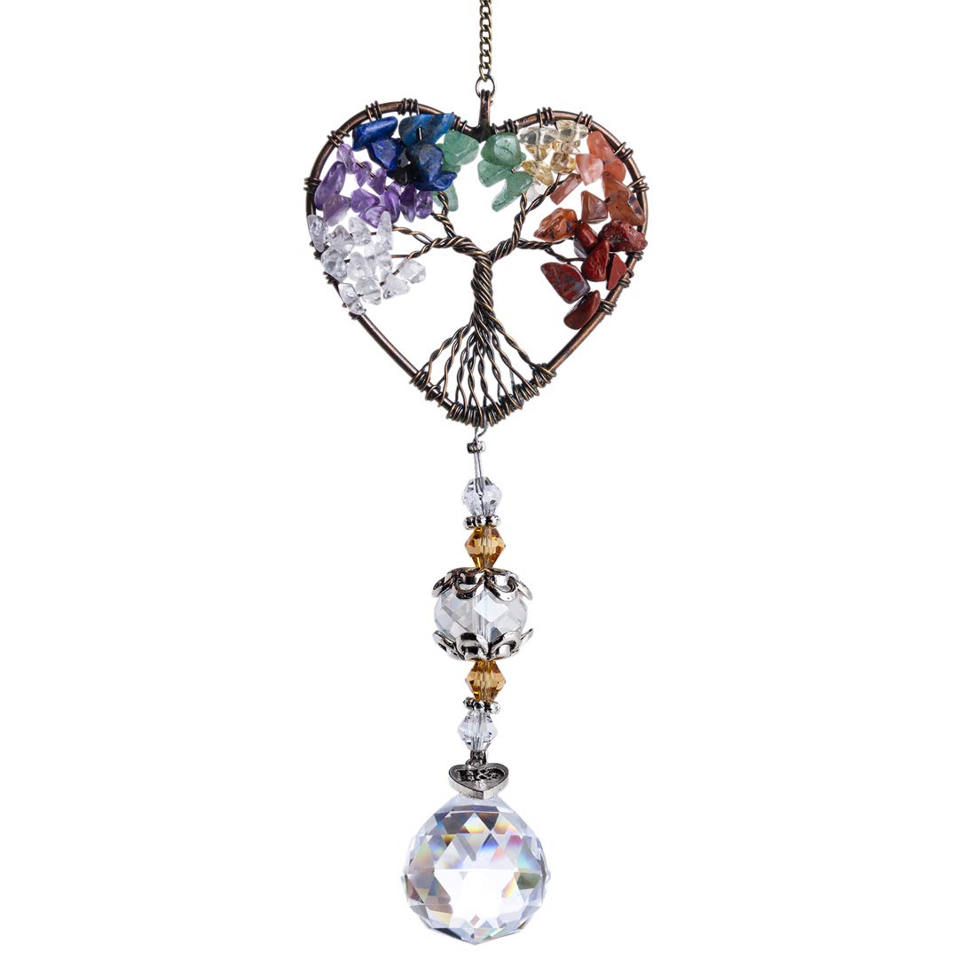 H&D HYALINE & DORA Tree of Life crystal pendant glints in sunlight at the window.