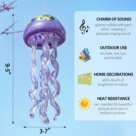 H&D Hyaline and Dora glass wind chime produces gentle sounds in a light breeze.