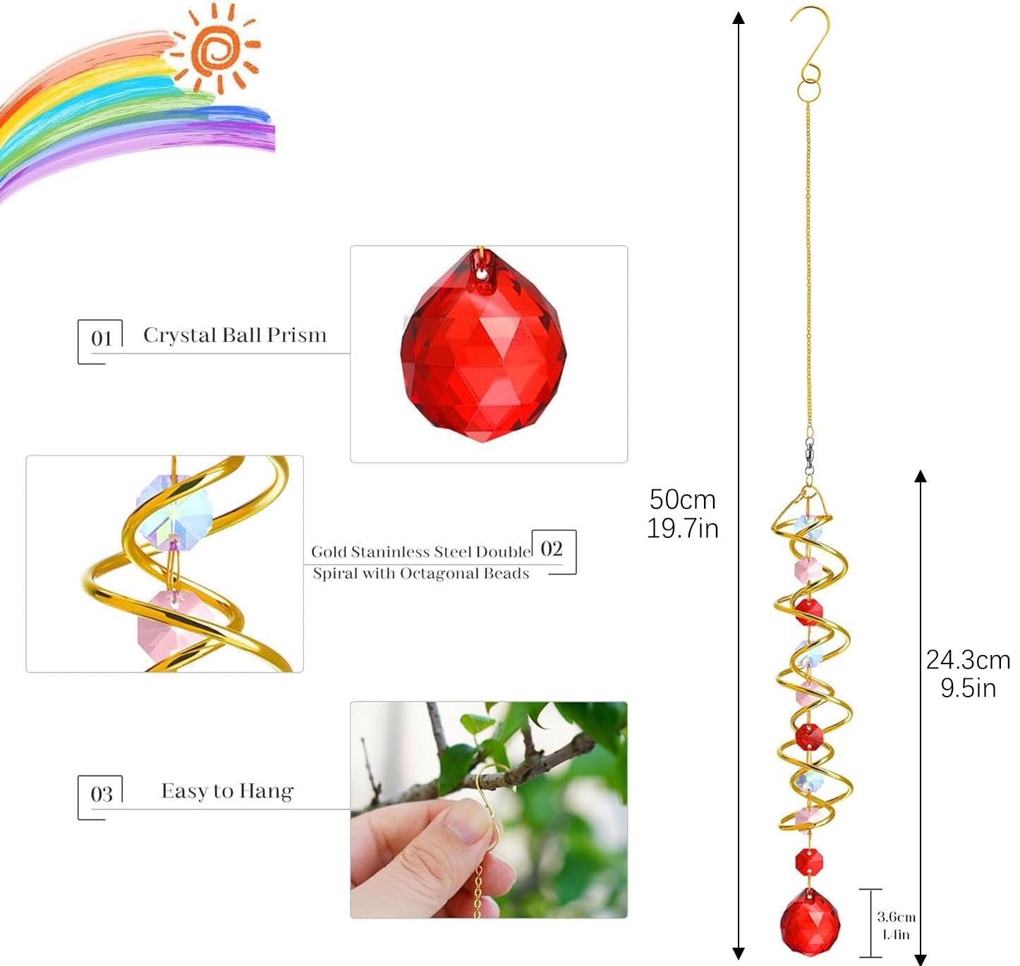 H&D HYALINE & DORA red crystal glass ball enhances patio focal points