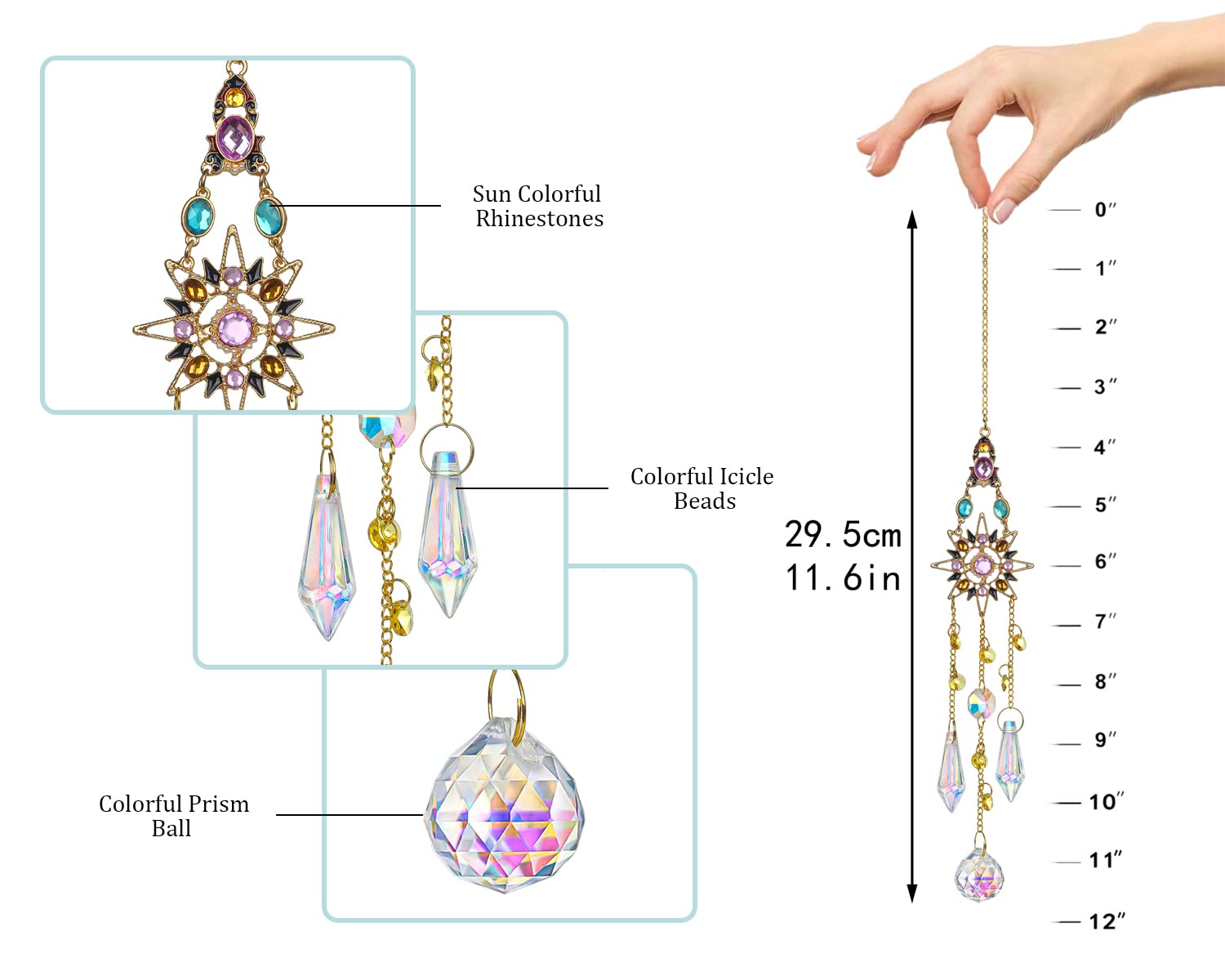 H&D HYALINE & DORA porch or garden crystal decoration catching sunlight.