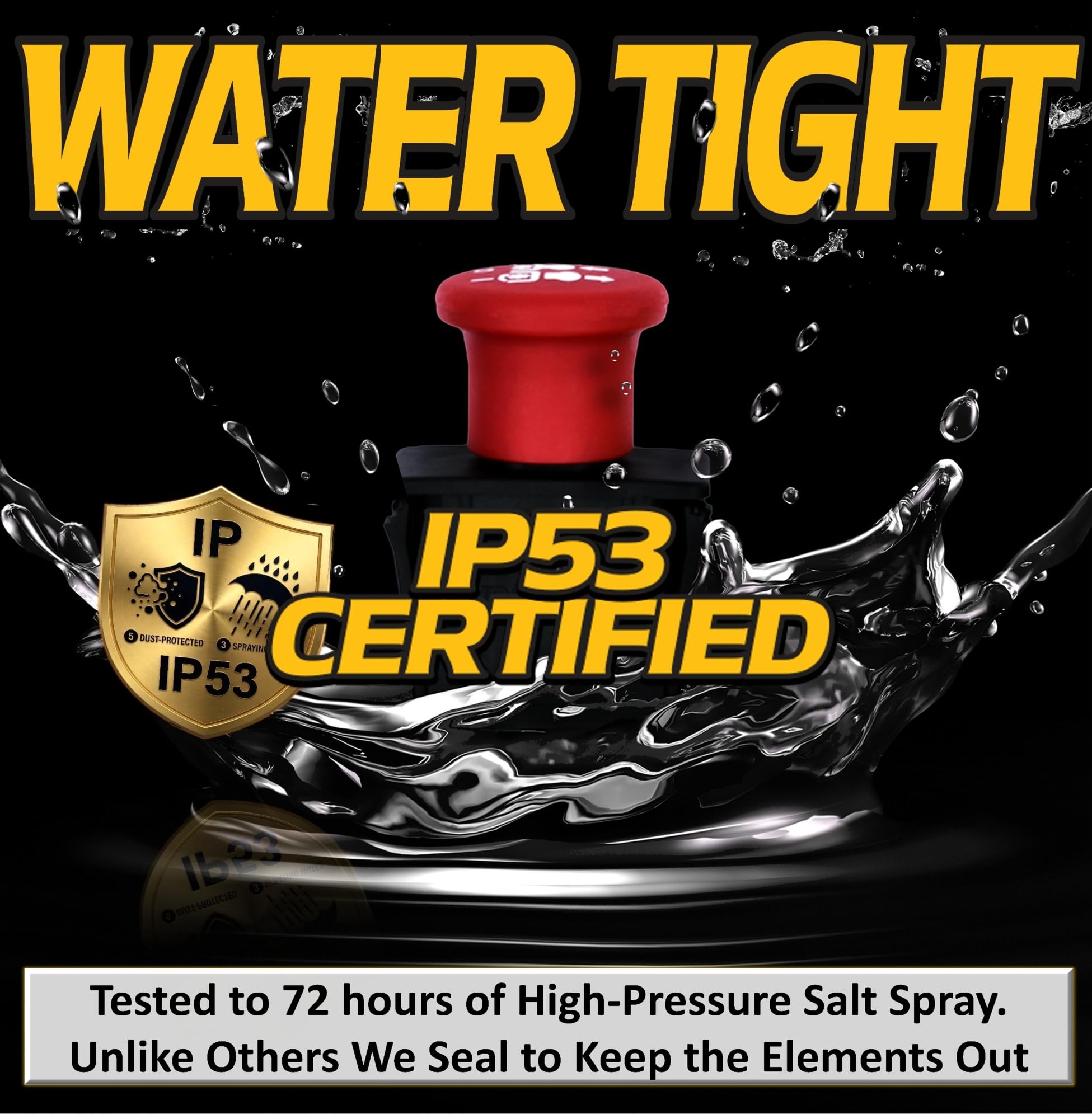 HD Switch 20A PTO switch IP53 weatherproofing, resisting dust and moisture.