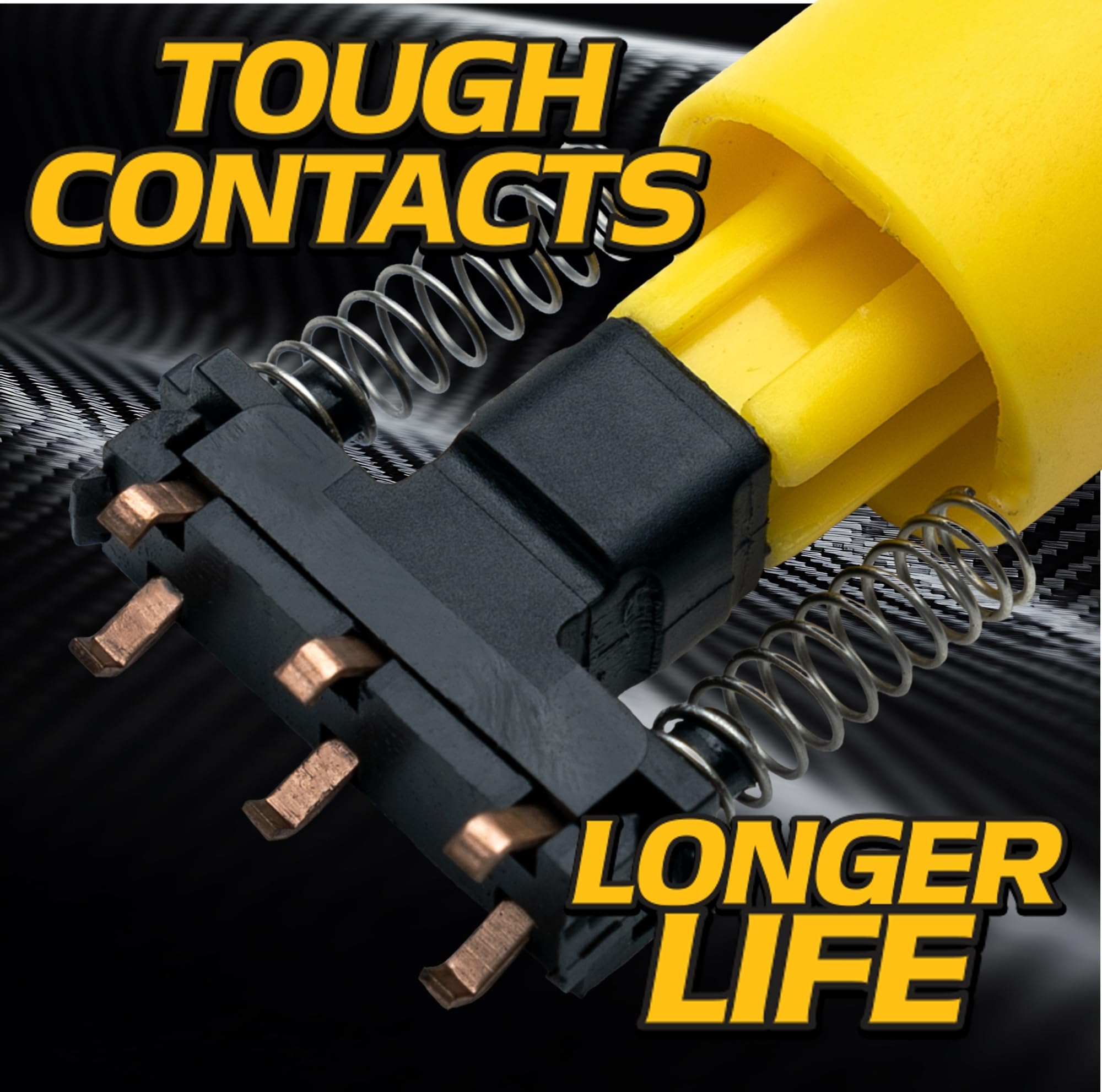 HD Switch 20A PTO switch yellow top view with durable blade design.