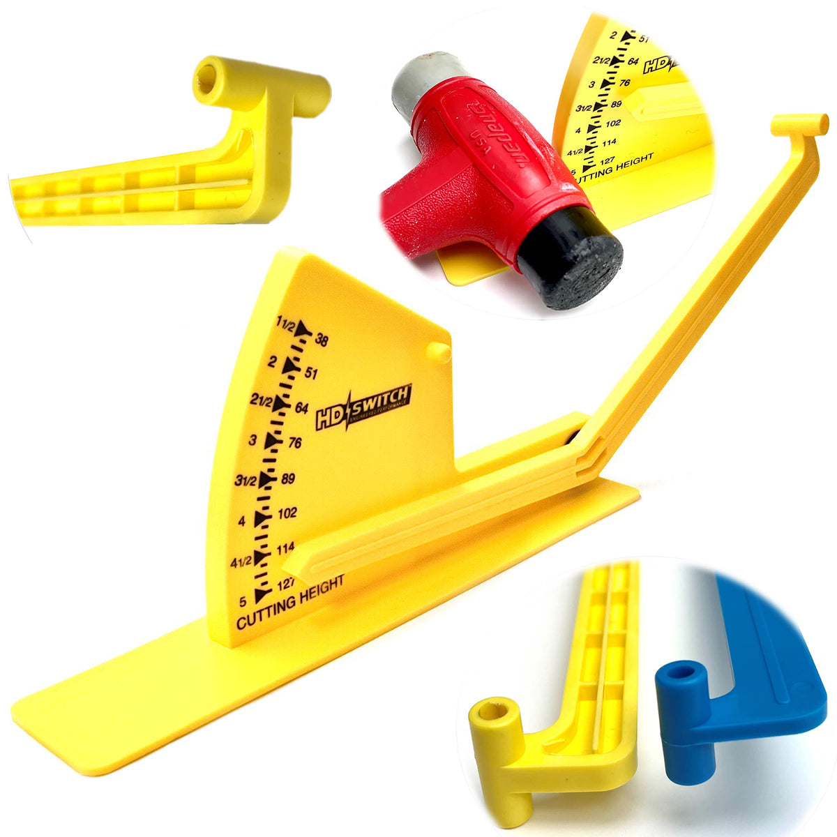 HD Switch deck leveling gauge base flat for repeatable measurements.
