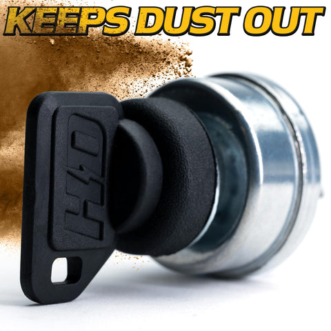 Dual-layer protection closeup emphasizes rubber grommet and umbrella key