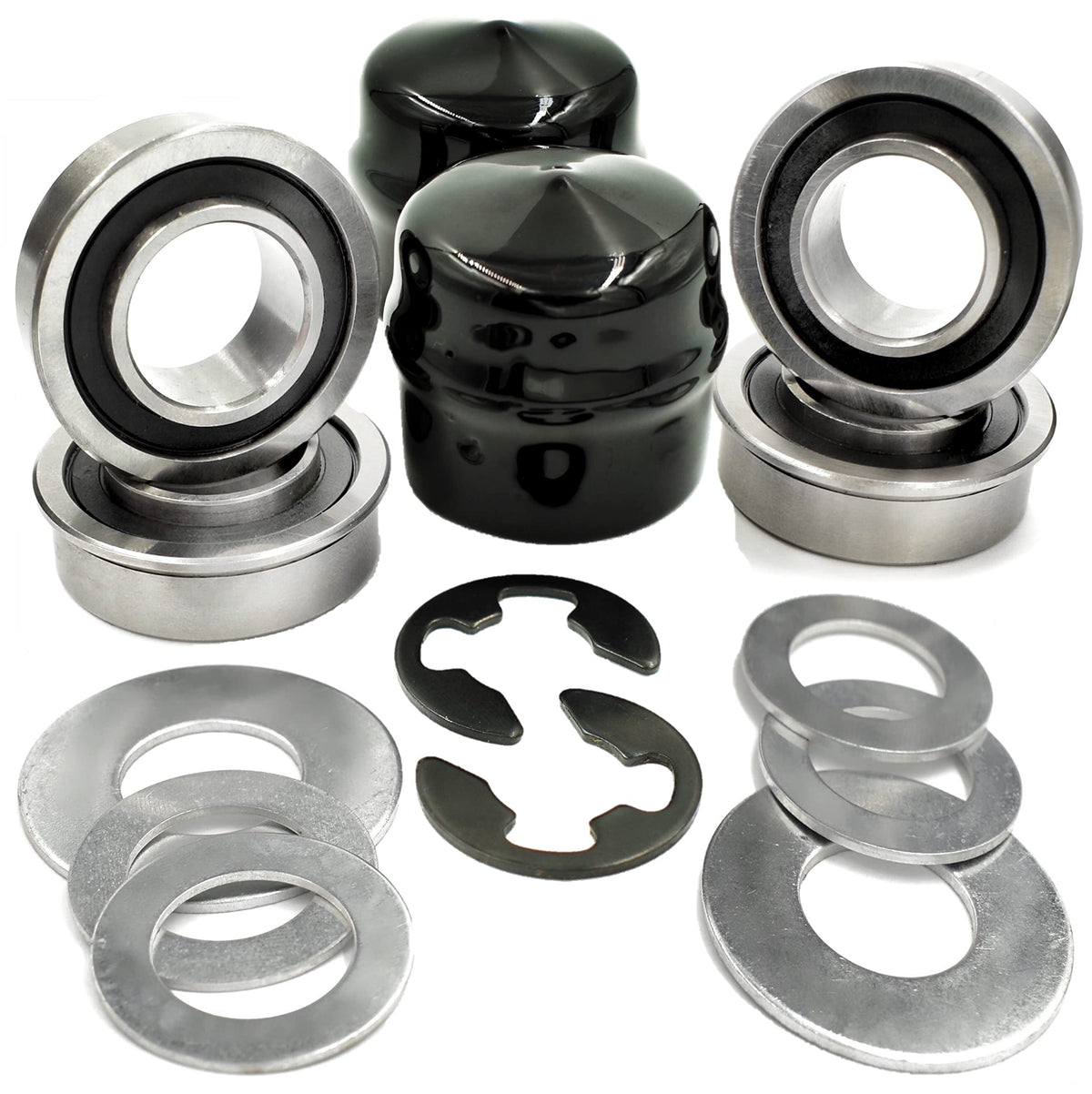 HD Switch front wheel bearing bushing kit improves mower wheel smoothness.