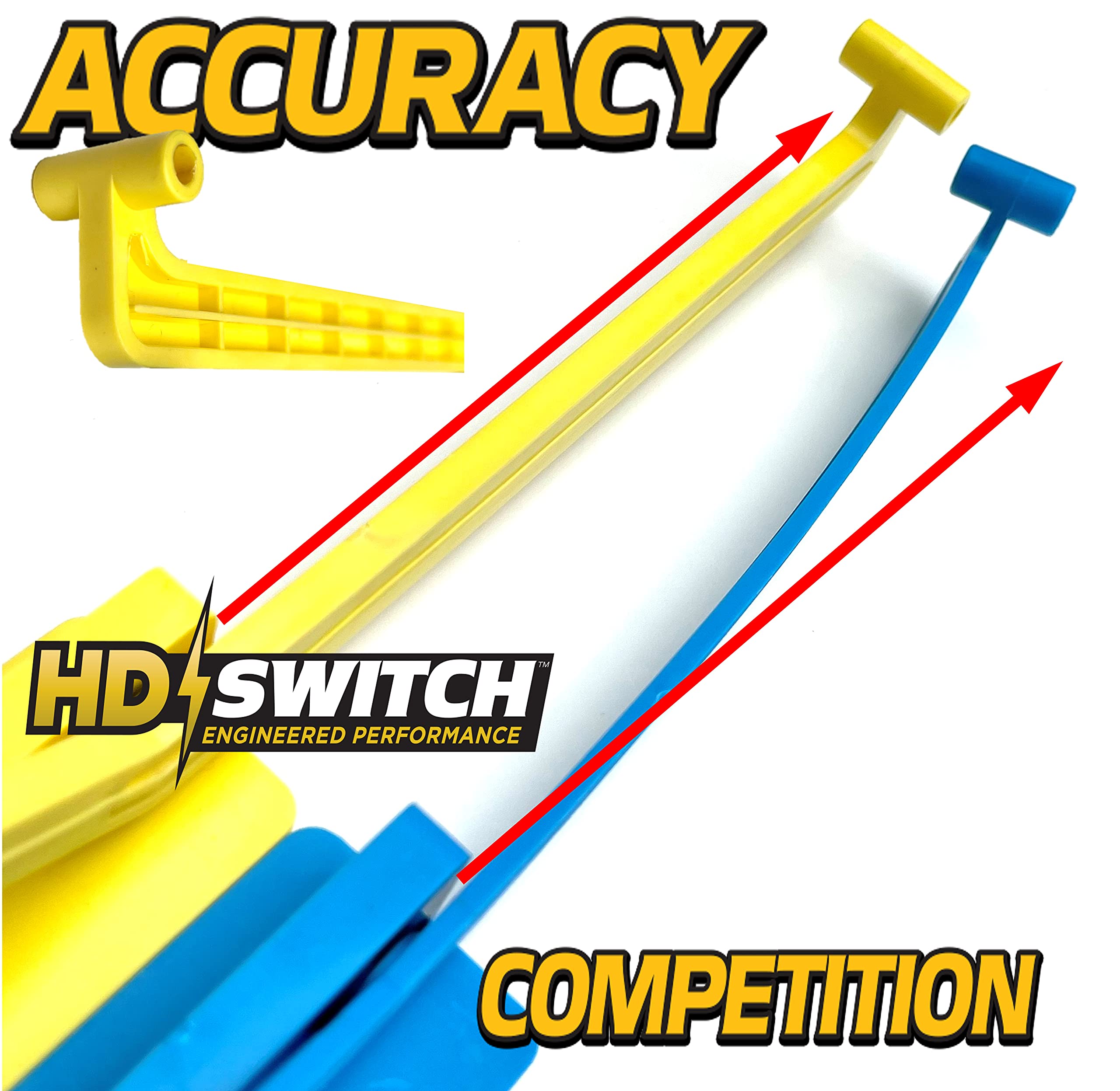 HD Switch thick measurement arm reduces flex for accurate readings.