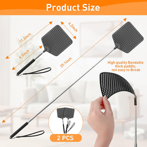HDajy fly swatter with metal handle provides a durable grip.