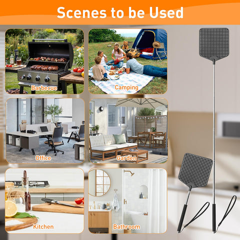 HDajy fly swatter stores compactly for easy grabbing.