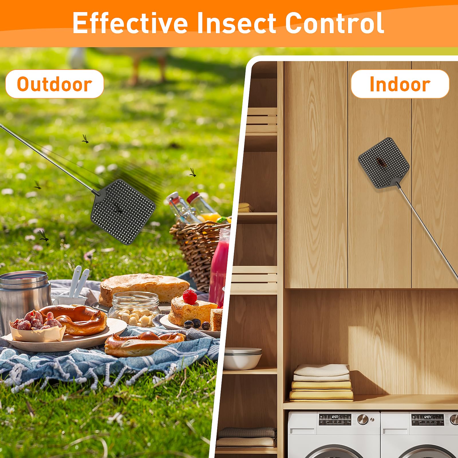 HDajy fly swatter wide paddle covers more area per strike.