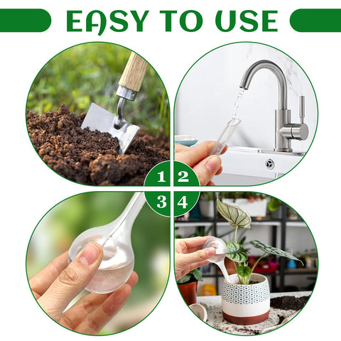 Hdagbnn small-ball watering globe in planter supports micro-watering.